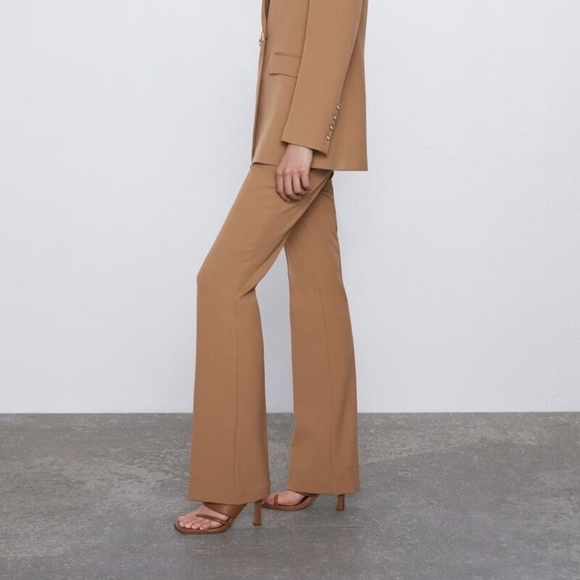 NWT Zara camel flared trousers - Picture 2 of 8